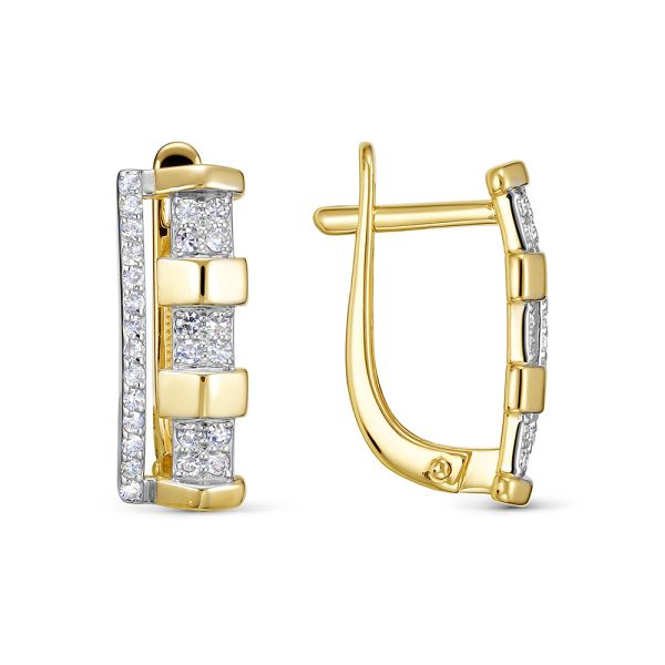 Серьги с 52 бриллиантами из лимонного золота 144593