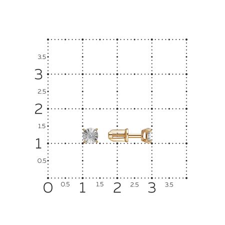 Серьги-пусеты с бриллиантами 0.03 карат из красного золота 142947