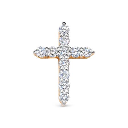 Декоративный крест с 11 бриллиантами 0.418 карат из красного золота 76471