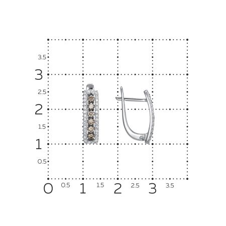 Серьги с 12 коньячными бриллиантами и 64 бриллиантами из белого золота 144617
