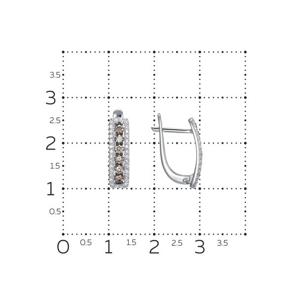 Серьги с 12 коньячными бриллиантами и 64 бриллиантами из белого золота 144617