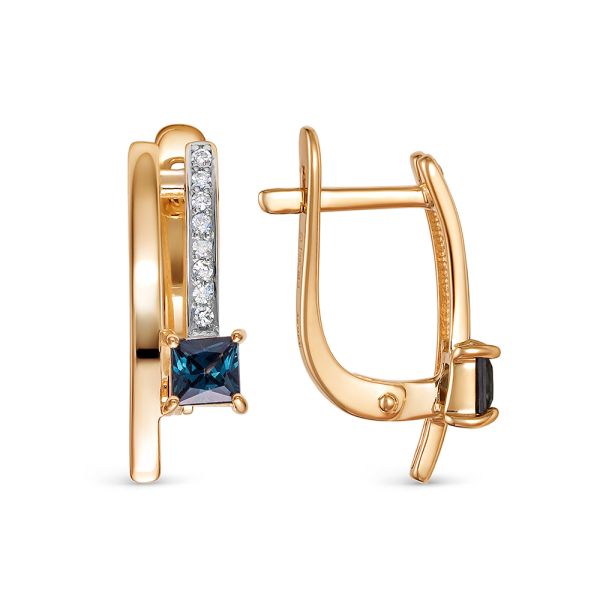 Серьги с сапфирами и 16 бриллиантами из красного золота 144613