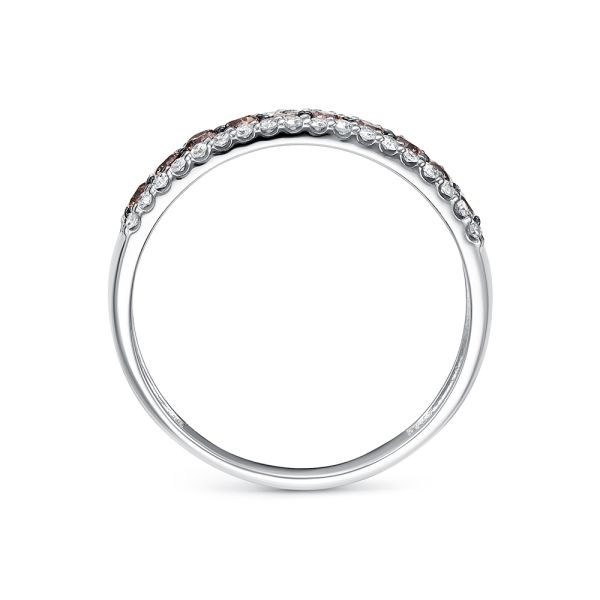 Кольцо с 10 коньячными бриллиантами и 36 бриллиантами из белого золота 144345