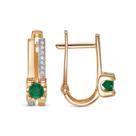 Серьги с изумрудами и 20 бриллиантами из красного золота 142842