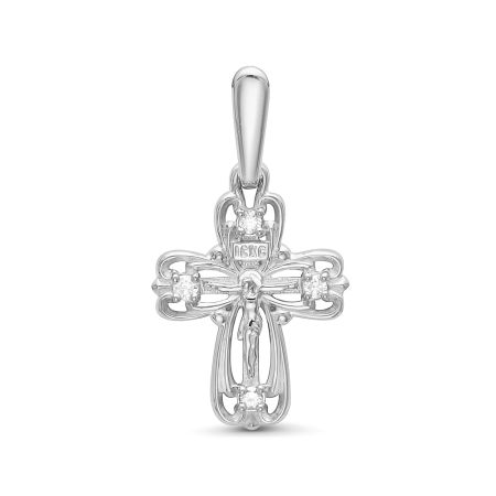 Православный крест с 4 бриллиантами 0.064 карат из белого золота 61897