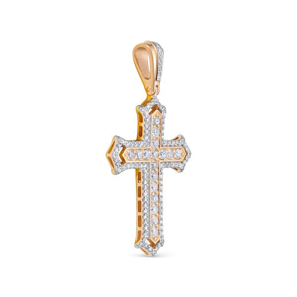 Декоративный крест с 112 бриллиантами из красного золота 118196