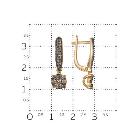 Серьги с 56 коньячными бриллиантами из красного золота 142817